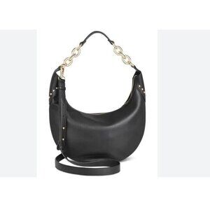 INC Giannaa faux-leather studded women's medium hobo crossbody bag - BLACK